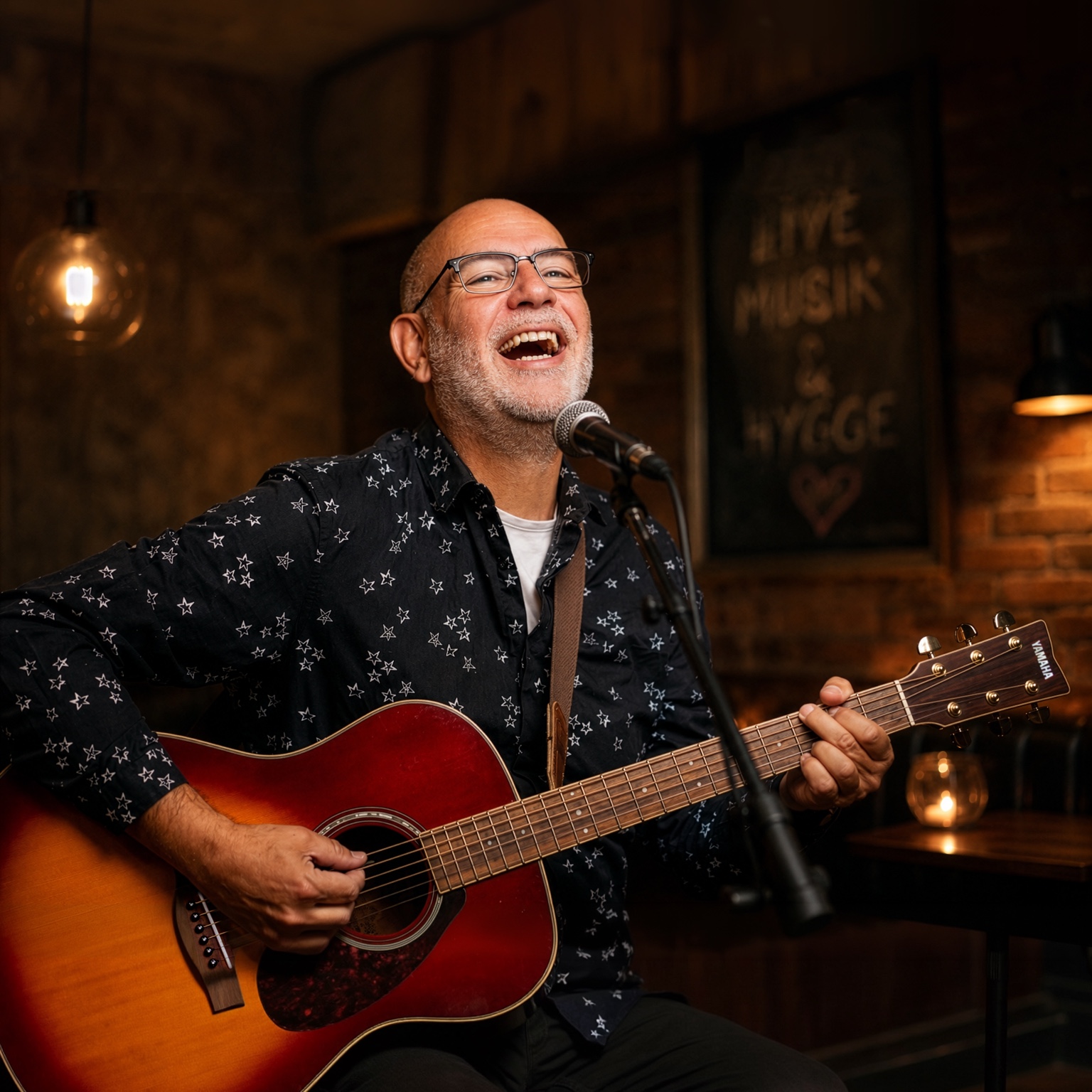 Morten K synger og spiller guitar